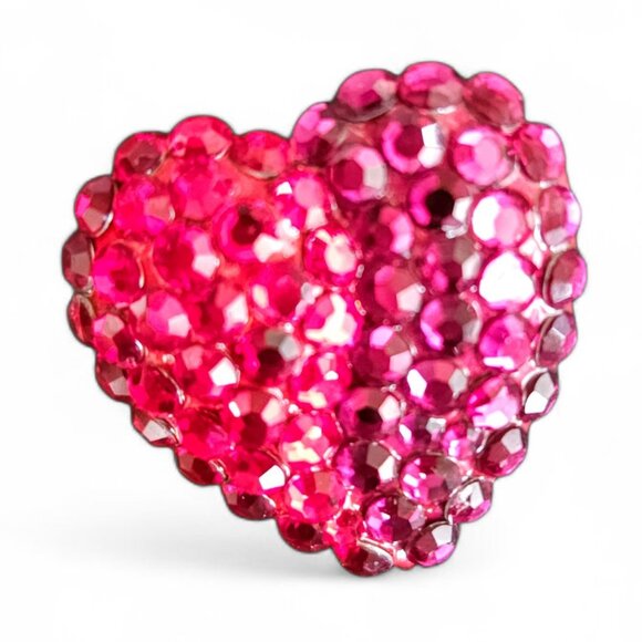 Vintage Richard Kerr Red and Pink Crystal Heart Brooch Pin - Picture 6 of 9